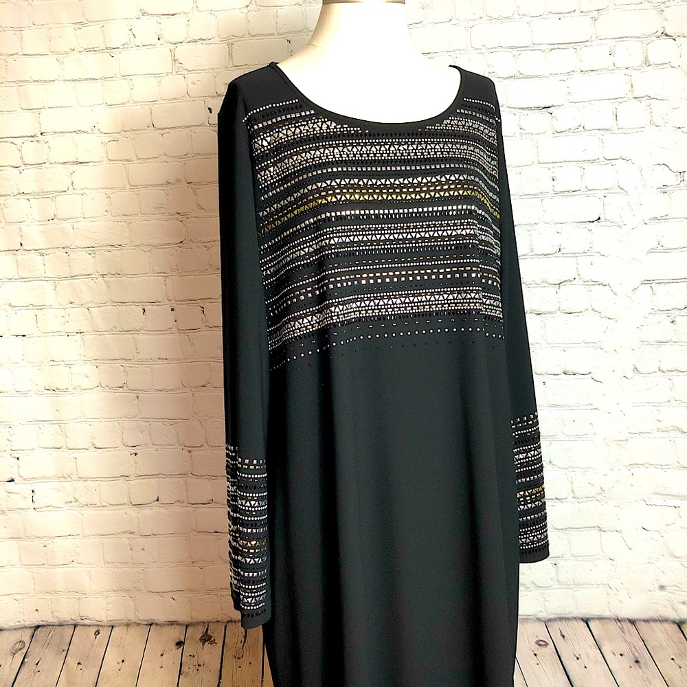 Alfani Black Dress Embellished Metallic Detailing